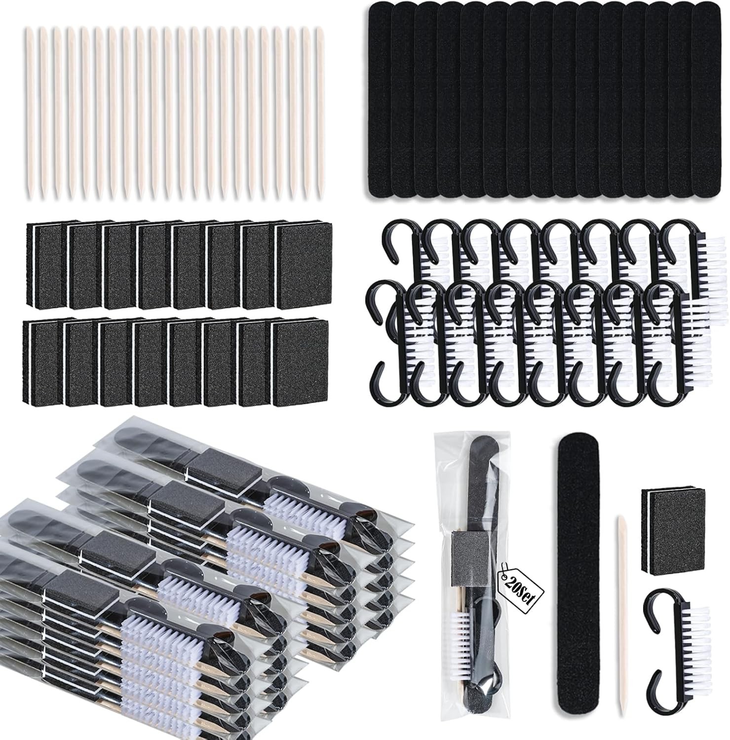 50 Sets Disposable Mani Kit Basics 4 Piece Nail Kit for Travel, Handle