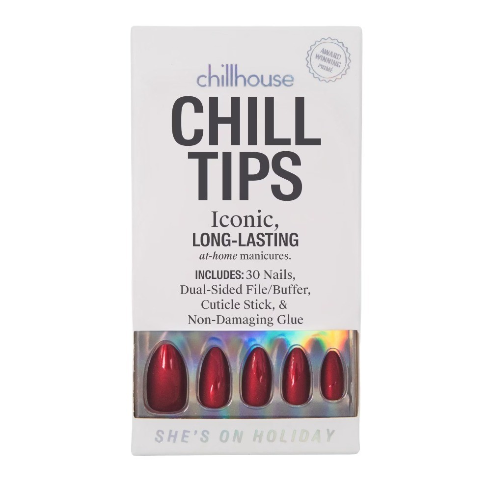 Chill Tips Press On Nails, She’s on Holiday, Almond Style, 30 Count