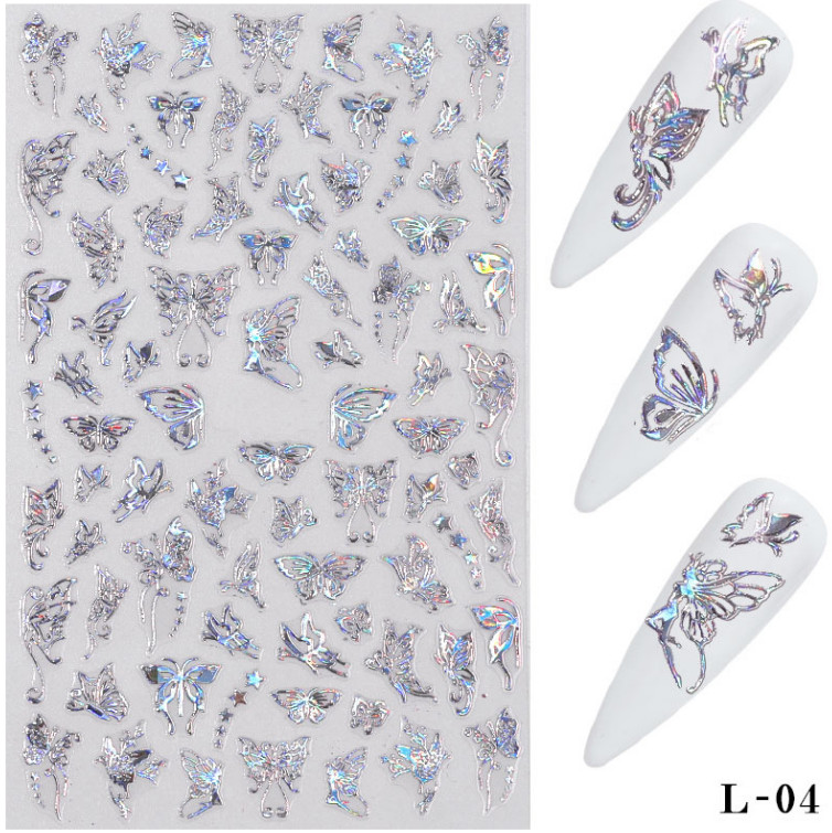 Adhesive DIY Nail Art Transfer Foil 3D Laser Butterfly Hollow Nail Stickers NS15