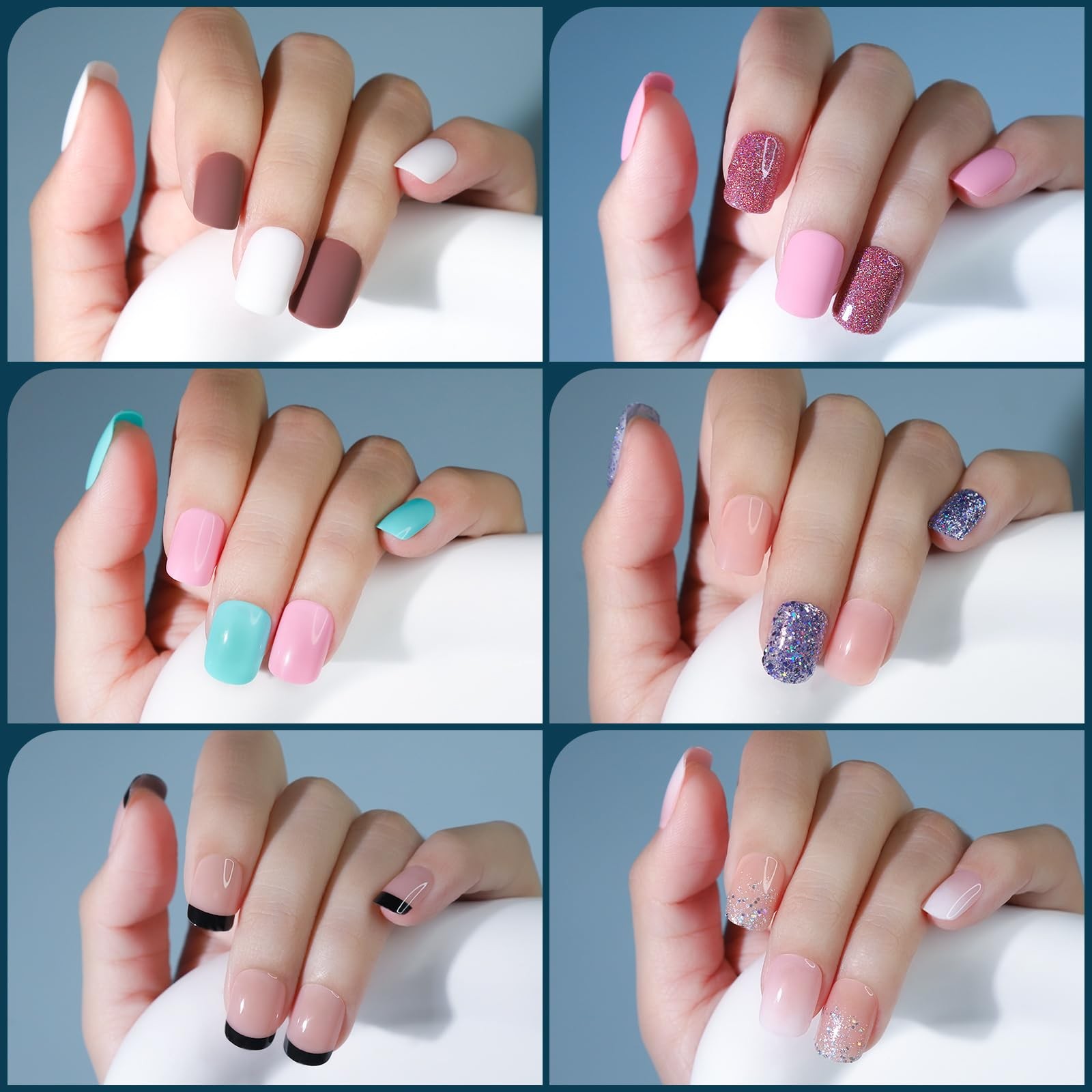 Press on Nails, 24 Colors 576PCS Press on Nails Short, Matte Glossy Press on …