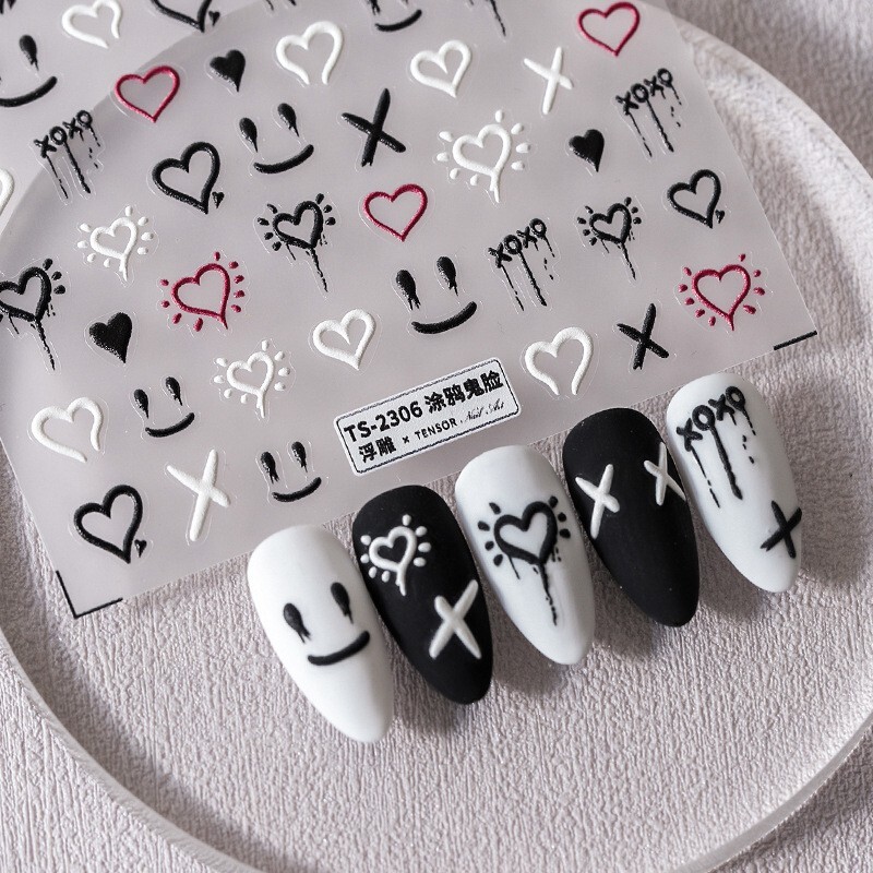 5D Graffiti Nail Decal, Grimace Nail Stickers, Embossing Nail Art (101)