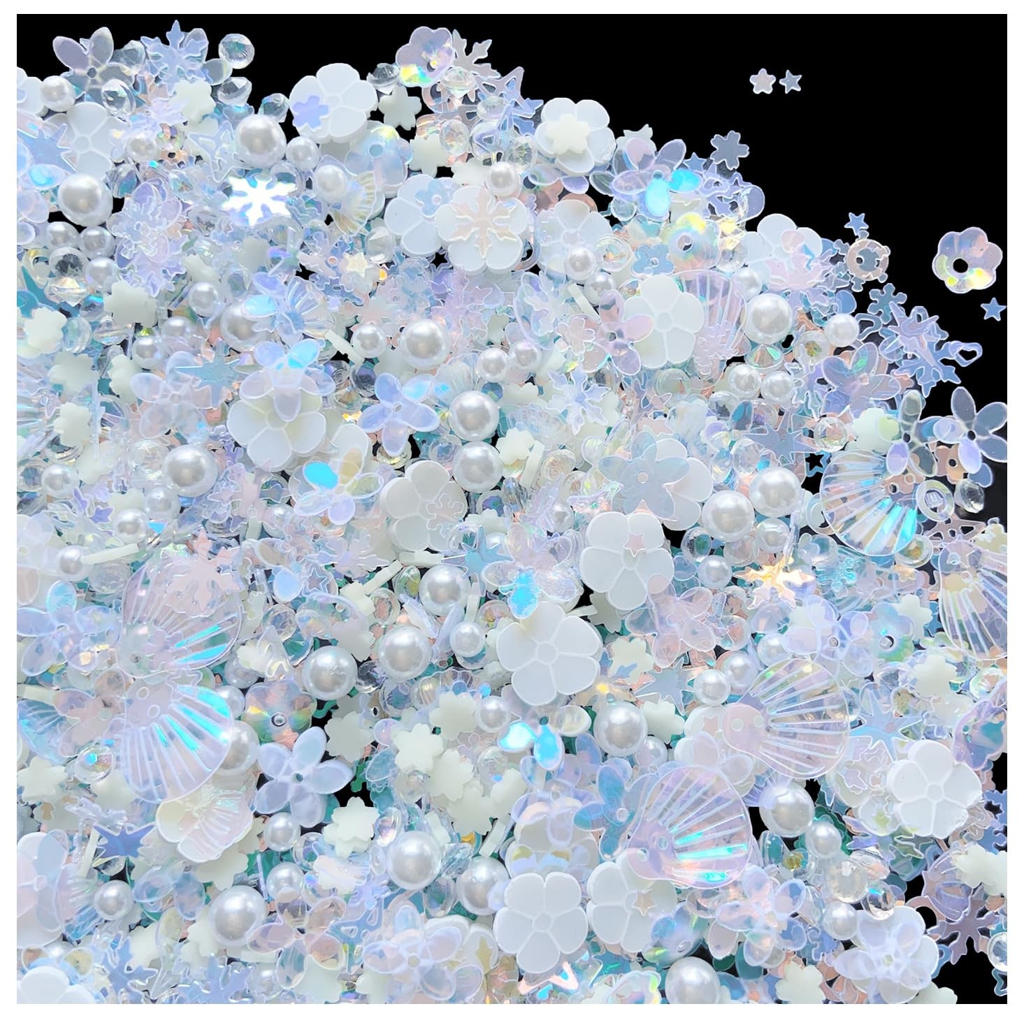 EHOPE Nail Slices Glitter Snowflake Butterfly White-51