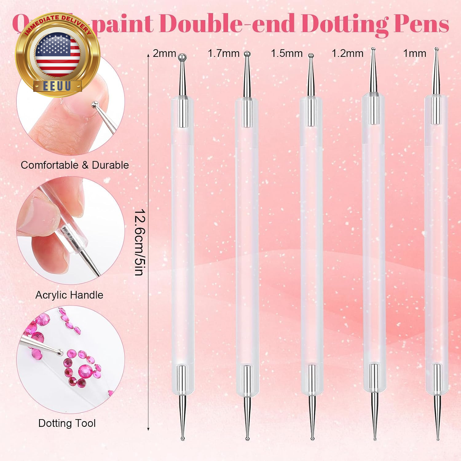 Dotting Tools Nail Art Pe, Nail Art Tools, 5 PCS 5 Size Quick Paint Double End T