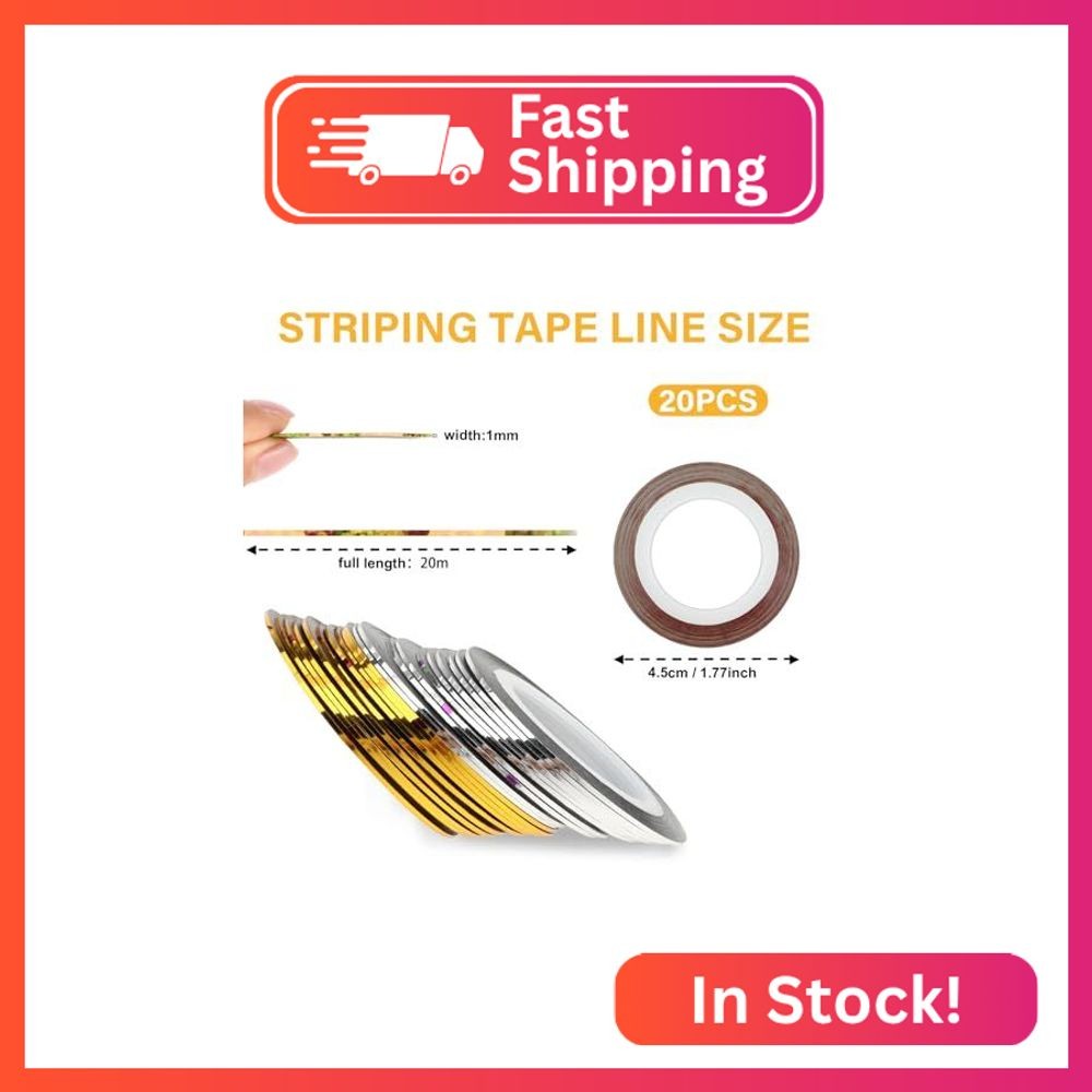 20 Pcs Striping Tape for Nail Art Nail Striping Tape Line 1mm Self Adhesive Nail