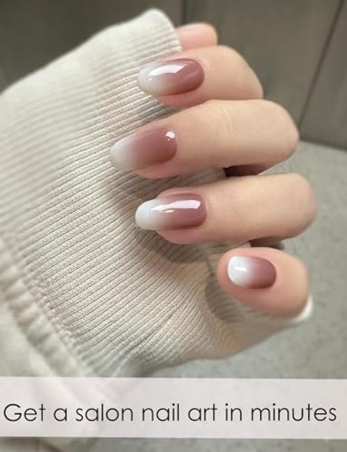 Semi Cured Gel Nail Strips, Chocolate Ombre? 20pcs Gel Nail Stickers Work with