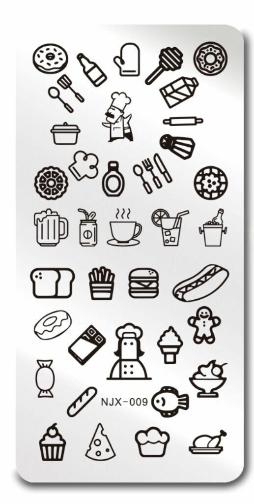 NEW NJX 009 Manicure Nail Art Stamp Template Food Dessert Design Image Plate