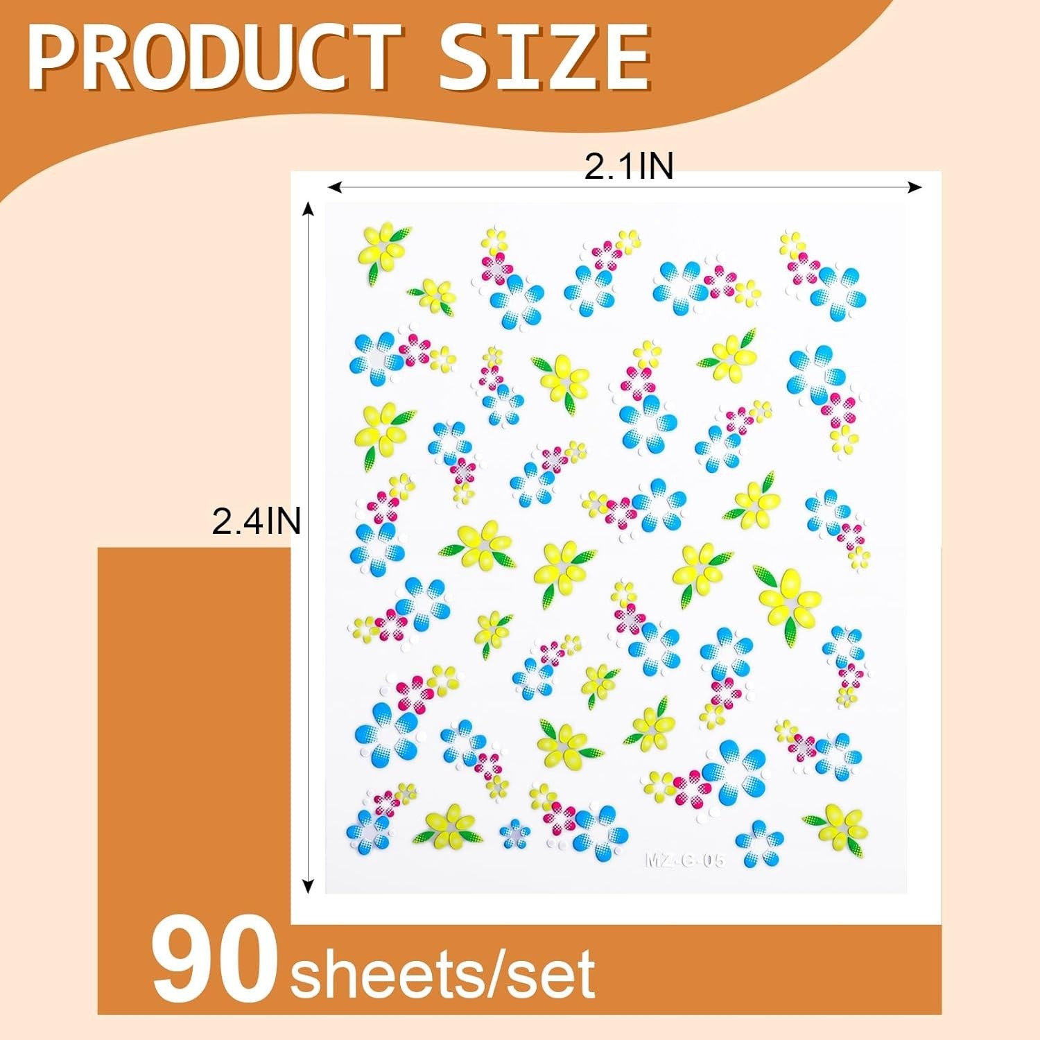 90 Sheets Nail Stickers for Nail Art DIY, 3D Nail Art Stickers Decals, Self