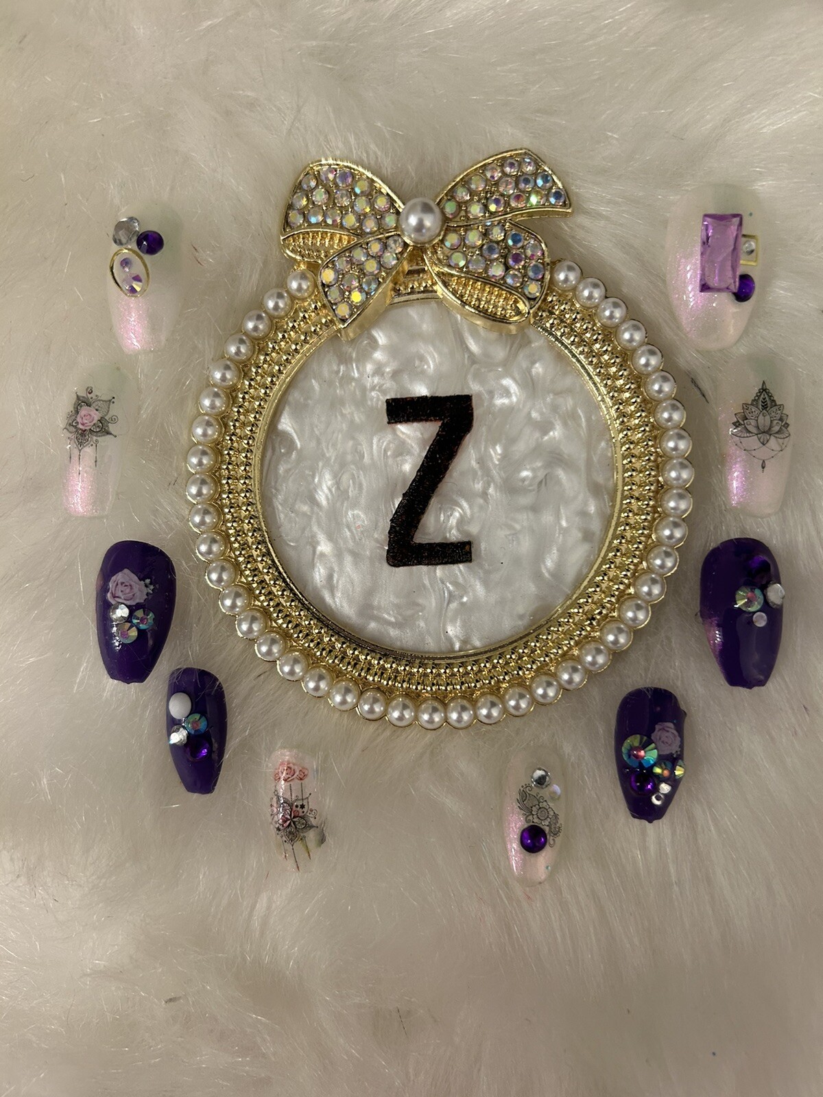 Z NAILZ! Gorgeous Set Of Handmade Medium Almond purple Press On Nails