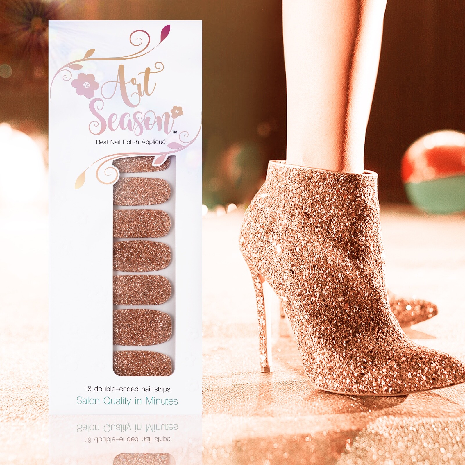 🌟 ✨ 💅 Bronzed color glitter nail wraps/real nail polish strips street art