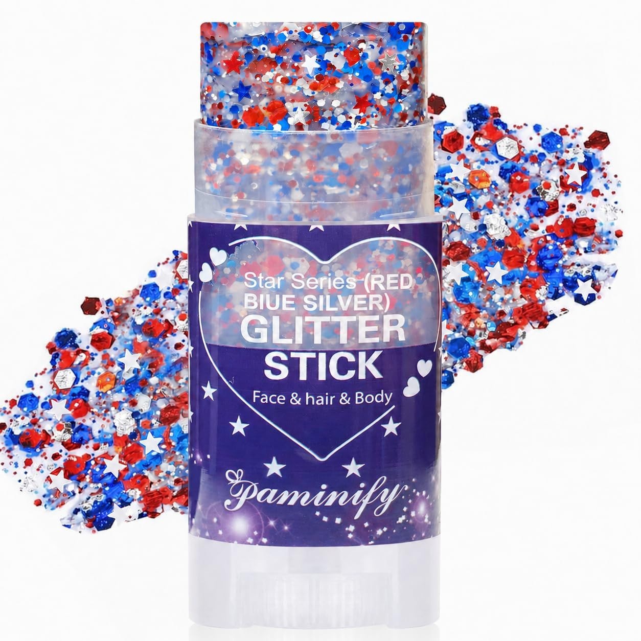 Red White and Blue Body Glitter Stick,4th of July Accessories,Spark, Free Ship