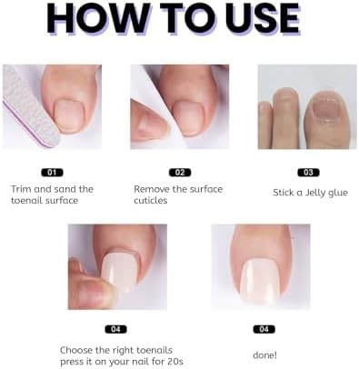 216Pcs Press on Toenails – French Tip Toe Nails Press ons – White French Fake To