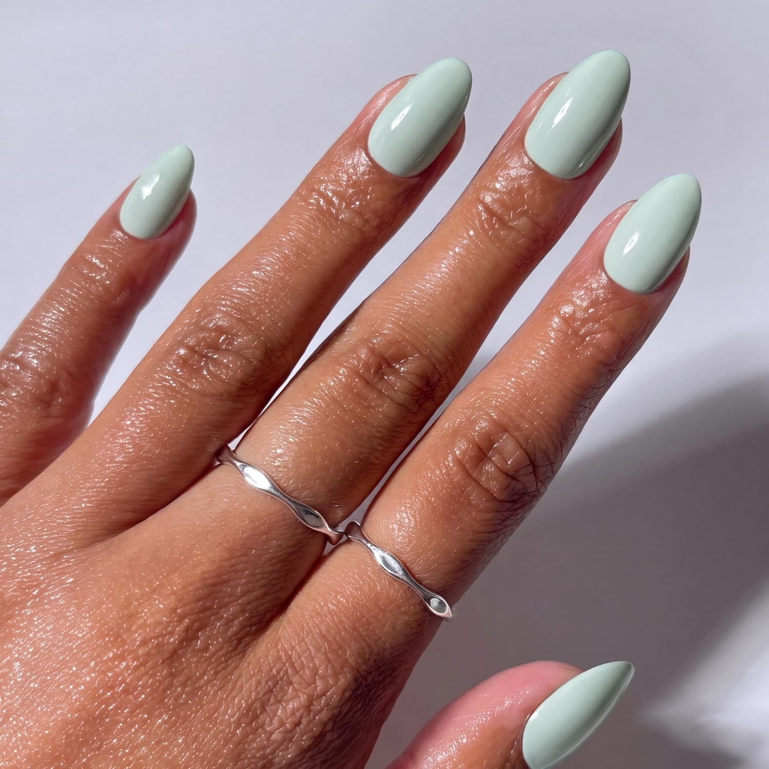 ohora Gel Press On Nails (Sage Serenity) | Medium Oval, Solid, Green | 100% Real