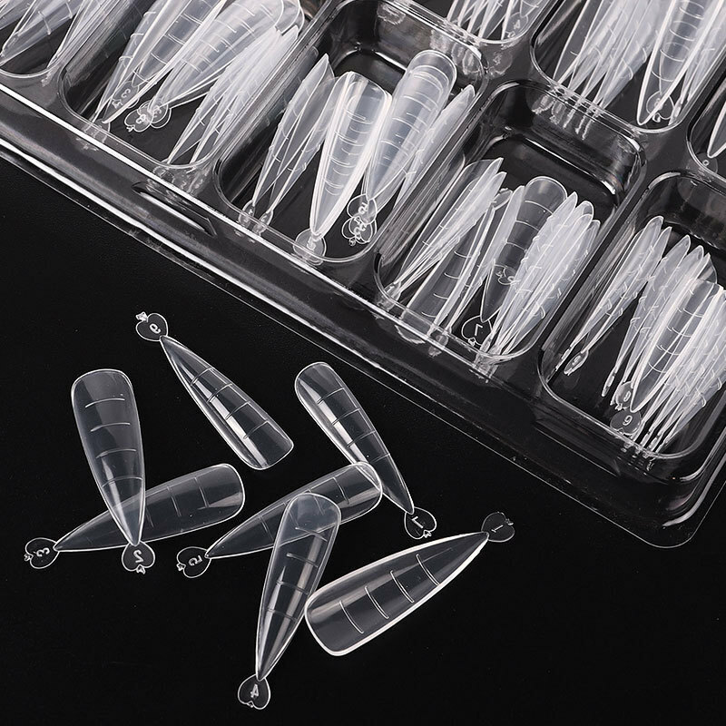 100 Pcs Nail Dual Forms Clear Full Cover Quick Building Gel Mold Tips Nail Tools