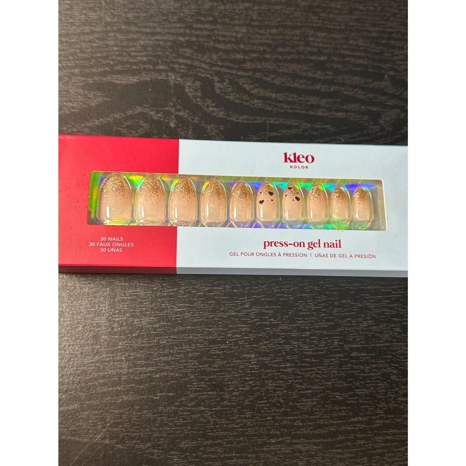 Kleo Kolor Press-On Gel Nails – Golden Heart – Free Shipping
