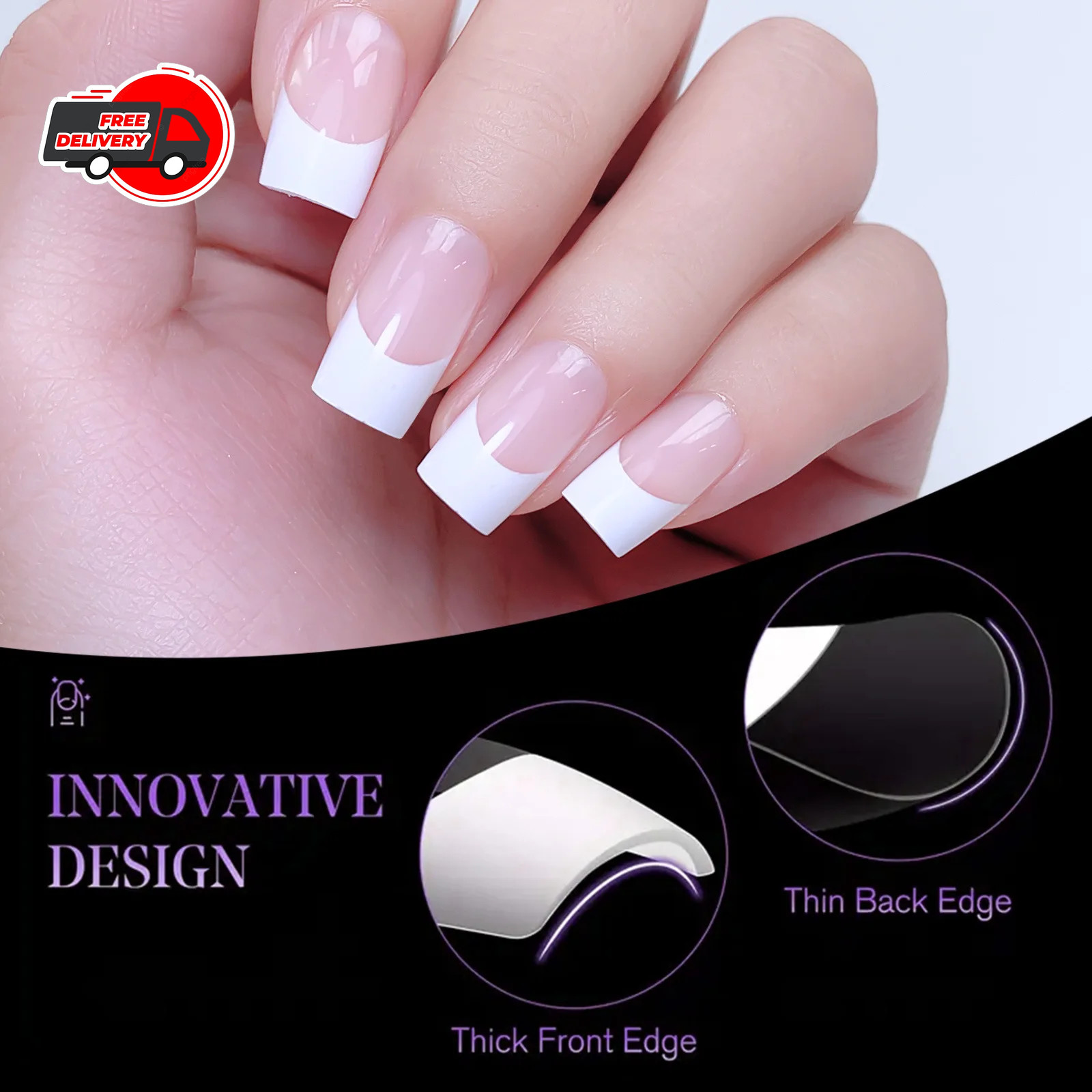 120Pcs False Nail Tips Short French Half Cover Artificial Acrylic Nails Clear