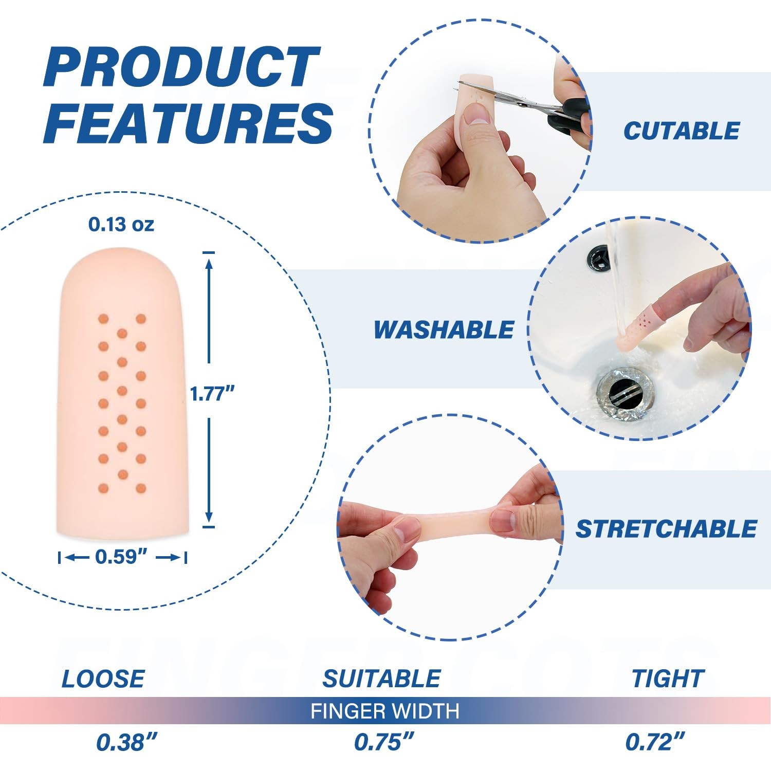 Gel Finger Cots Protectors with Air Holes, Silicone Fingers Covers Bandages C…