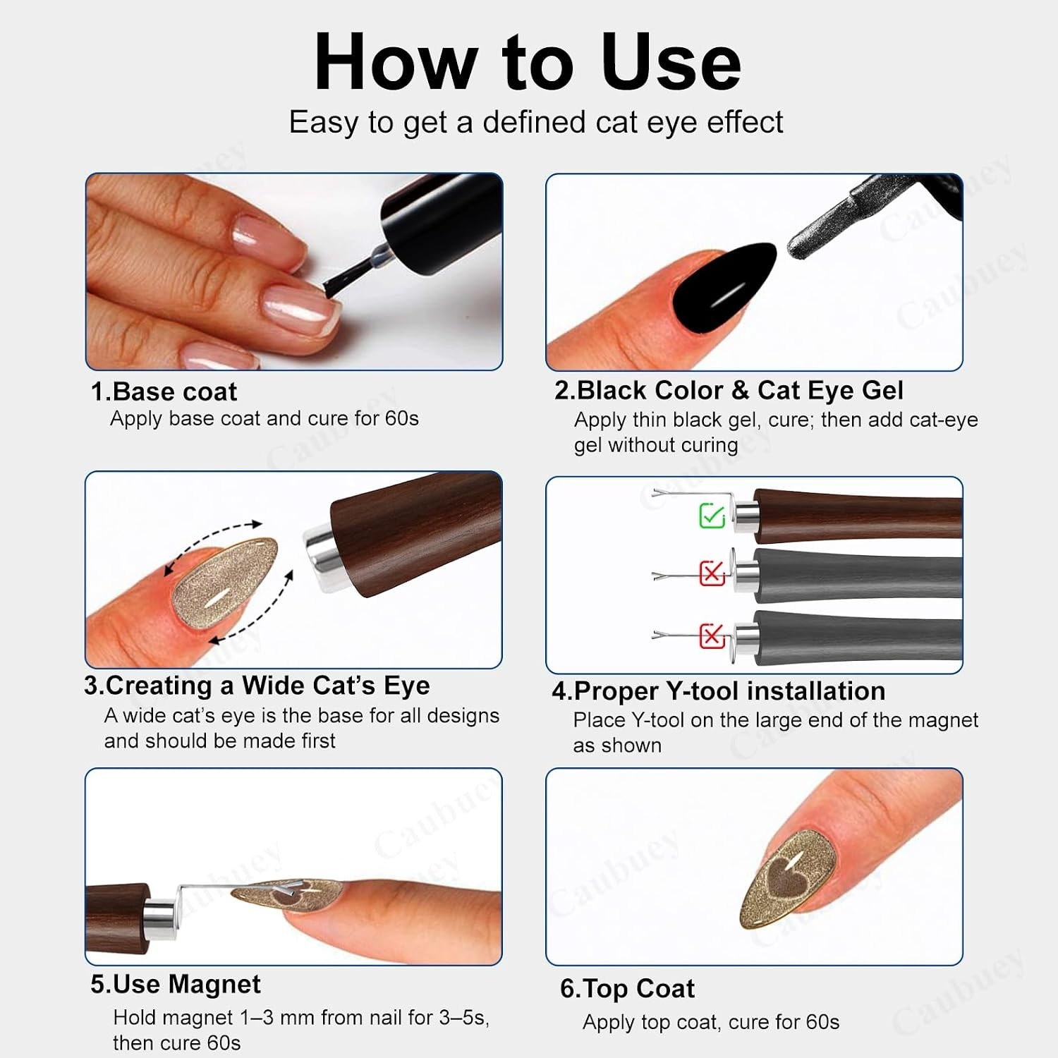 Elegant 4-in-1 Cat Eye Nail Magnet Stick with Heart Design Tools for Salons