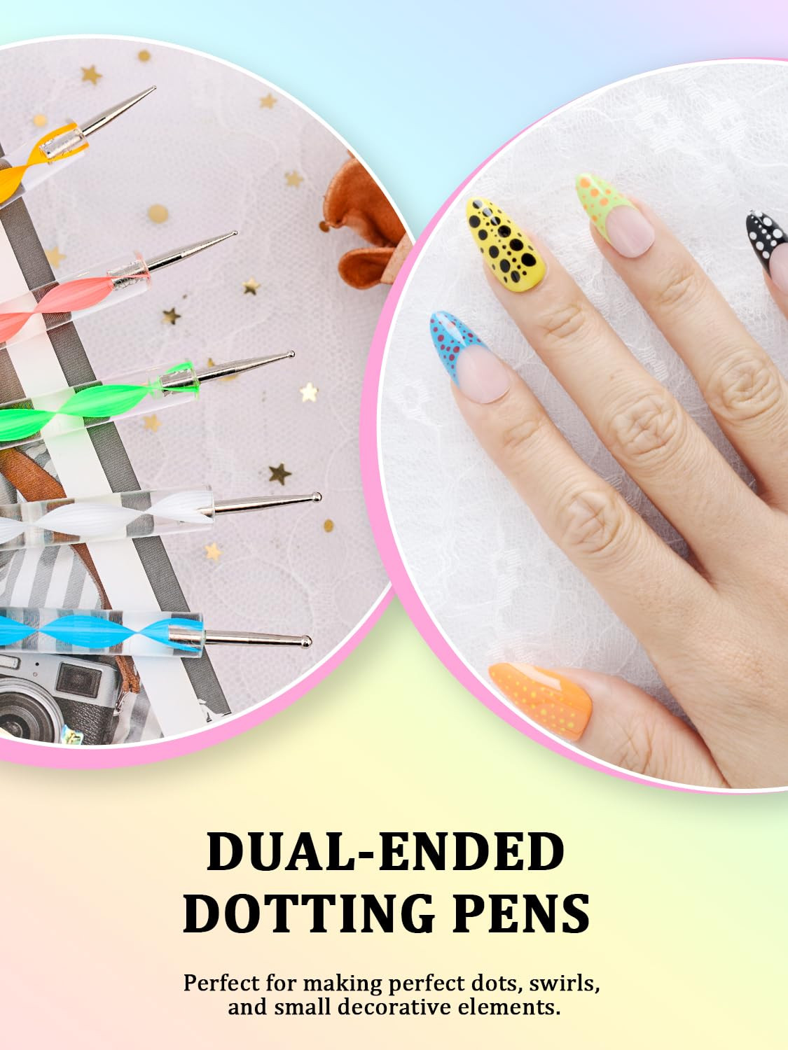 Professional Nail Art Tools Set with Stand, Brushes, and Dotting Tool (Pink)