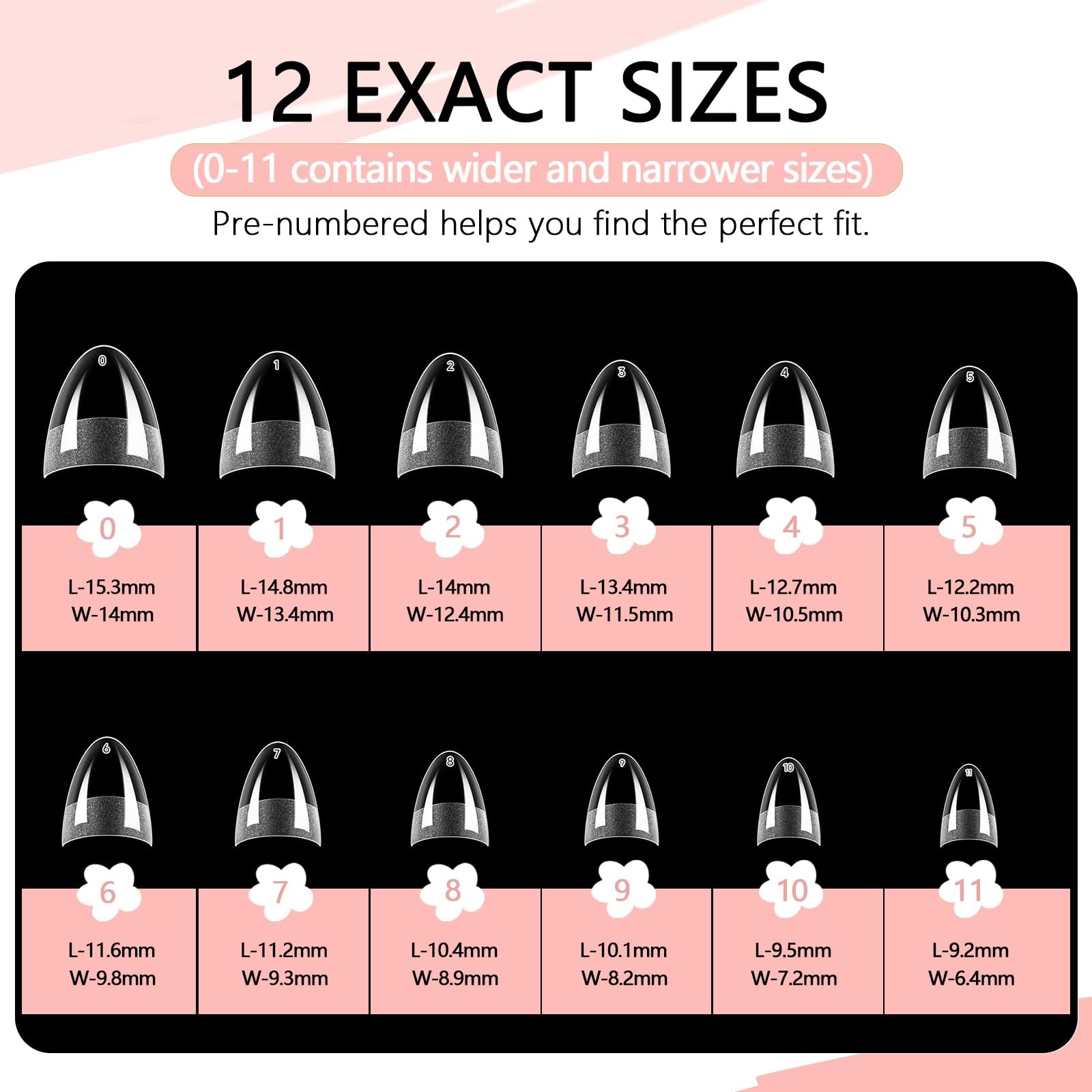 COLOURSMILE Short Almond Half Cover Nail Tips – 216PCS Pre Etched Tips, 12 Si…