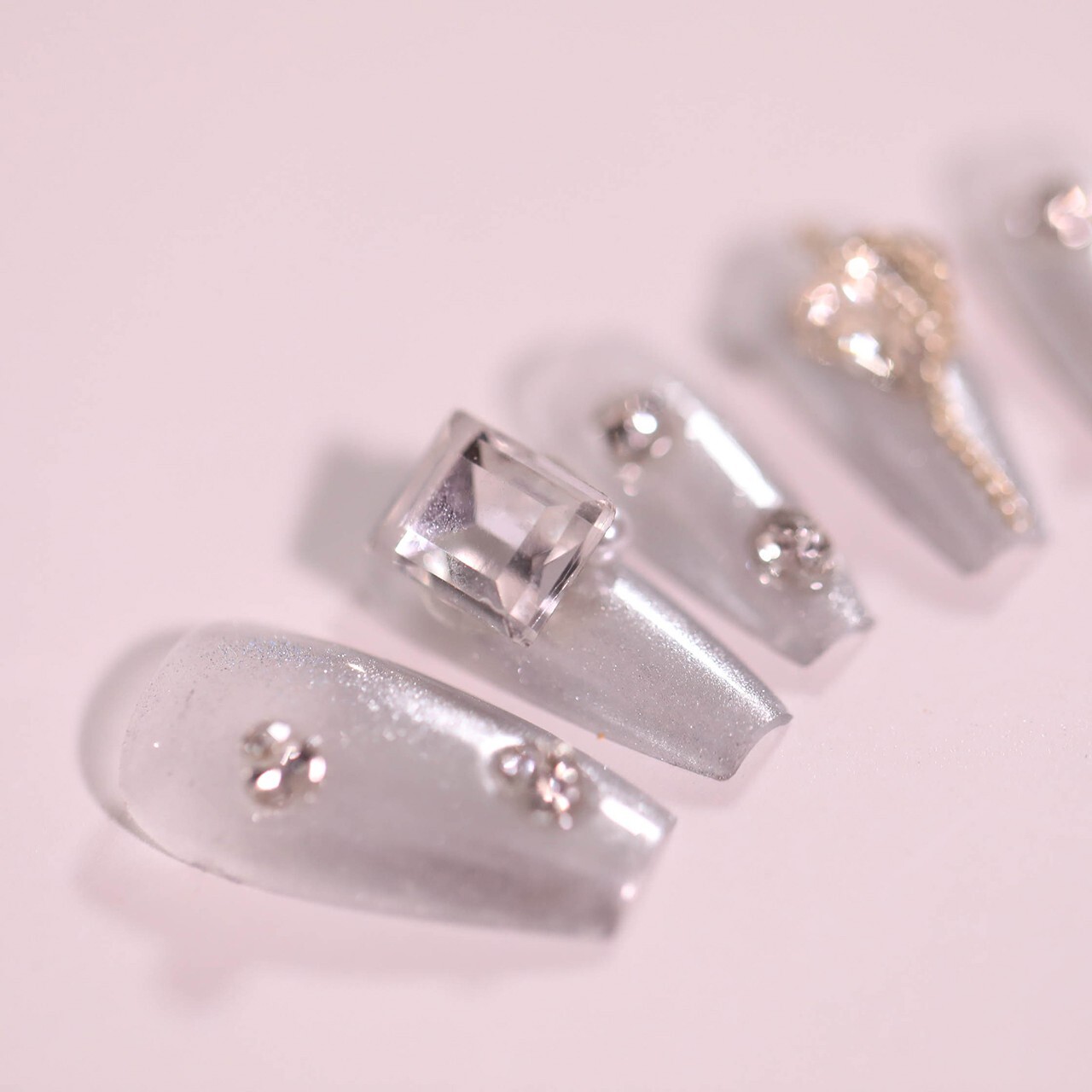 15Pcs Starry Galaxy of Shattered Diamonds Press on Nail Art By Handmade