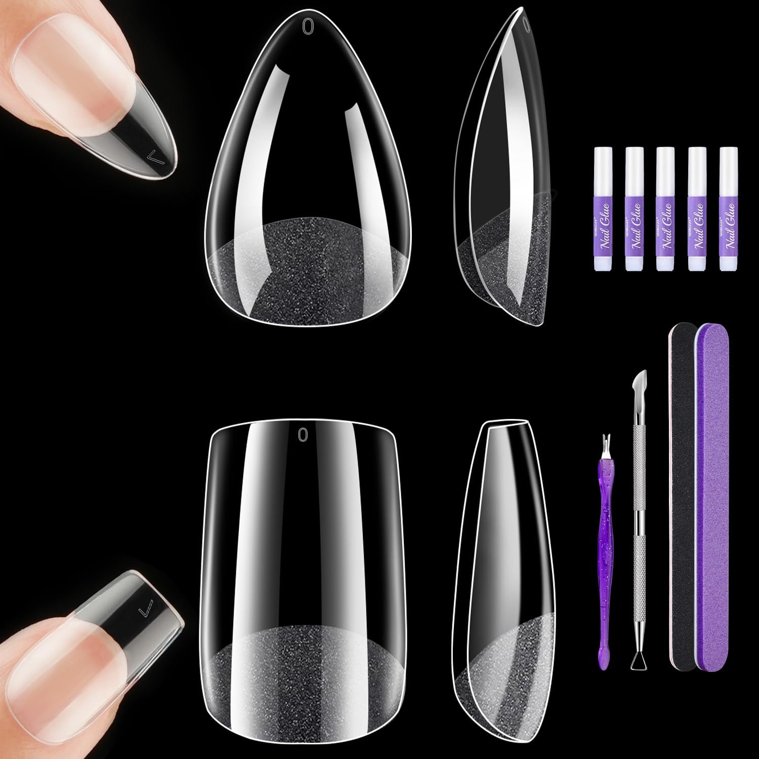 Short Square Nail Tips & Almond Tips, Short, Nails