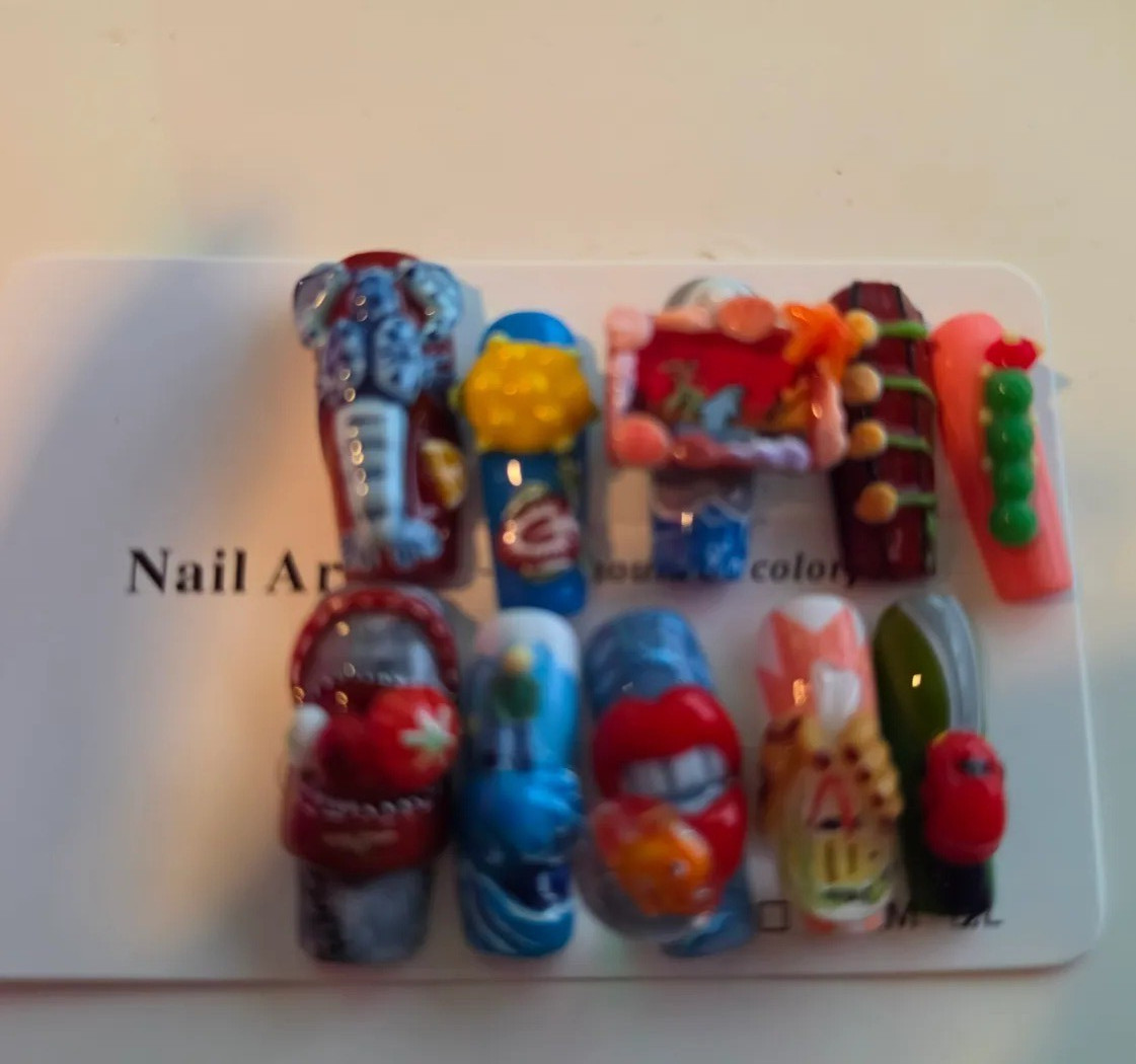 3D SUMMER SEAFOOD LOBSTER CRAB OCEAN PRESS ON NAILS SET LARGE