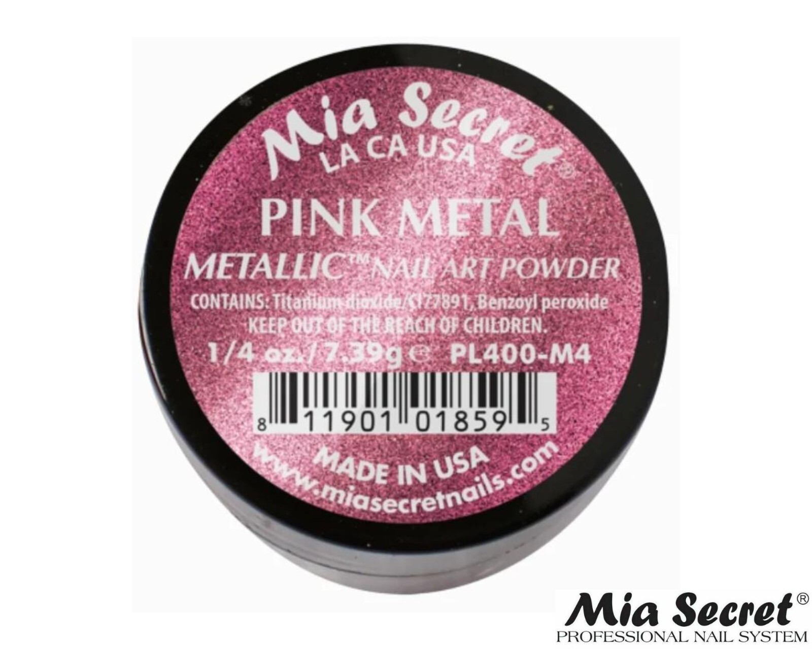 MIA SECRET Nail Art Powder 1/4oz- Pink Metal (METTALIC COLLECTION)