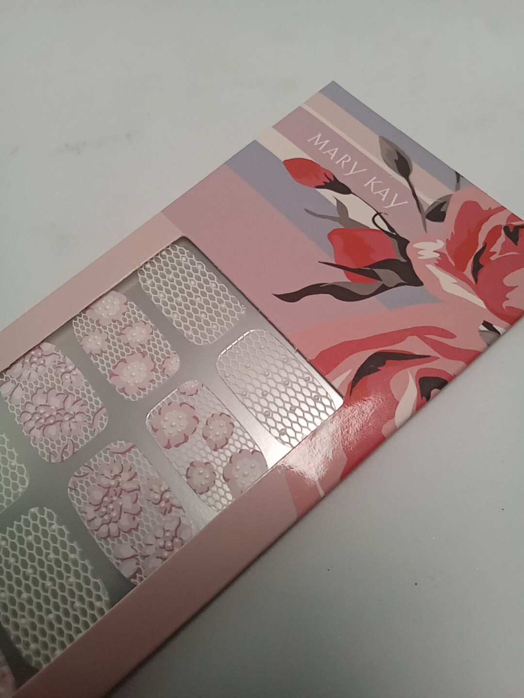 Mary Kay Nail Appliques Fingernail Stickers Into the Garden Flowers Pink & White