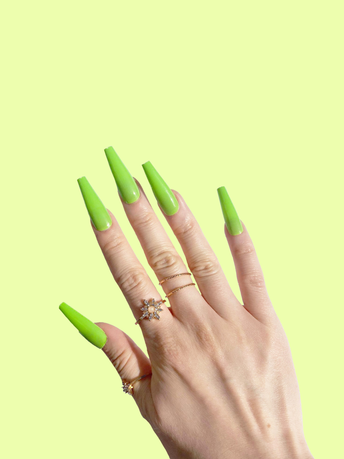 Billie Eilish Green Long Coffin Glossy Press On Nails 20pcs All Sizes with Glue