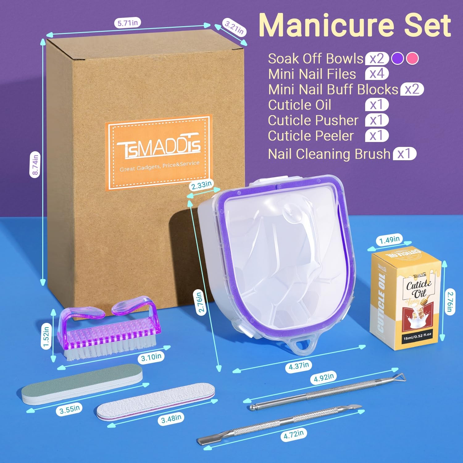 TsMADDTs 12 pcs Nail Soaking Bowl Acetone Gel Polish Remover Pink and Purple