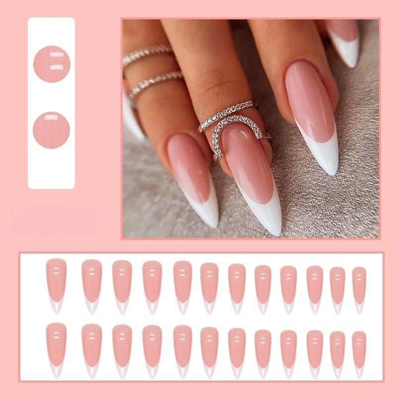 High-Quality 24pcs Nude Pink French Tip Press On Nails – Quick Application