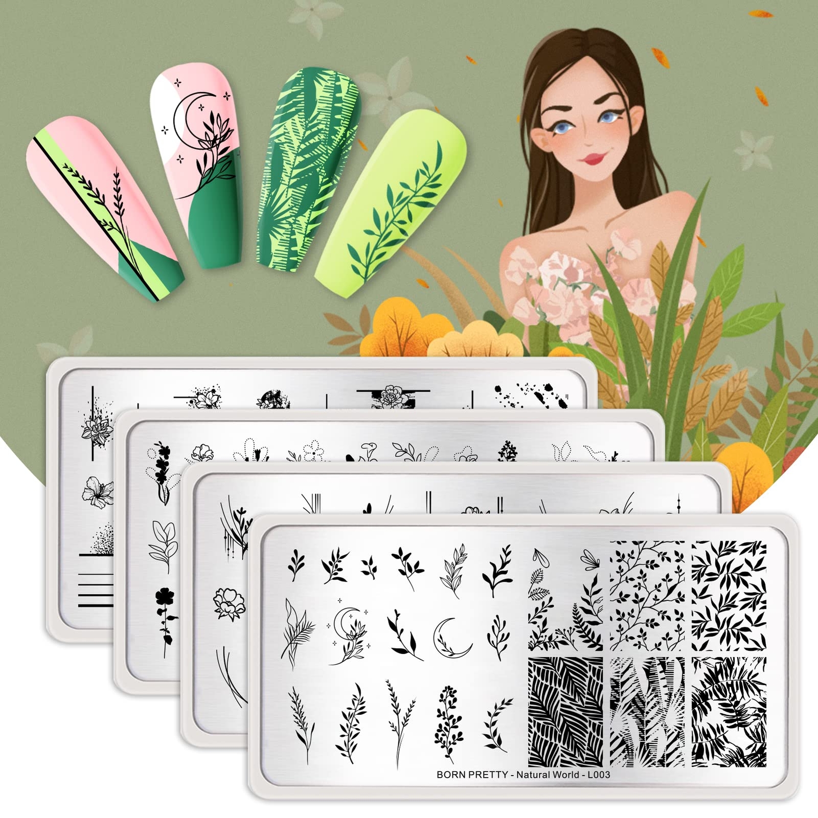 Stamping Temeplates Nail Art Stamping Plates Flower Leaves Theme Nail Image P…