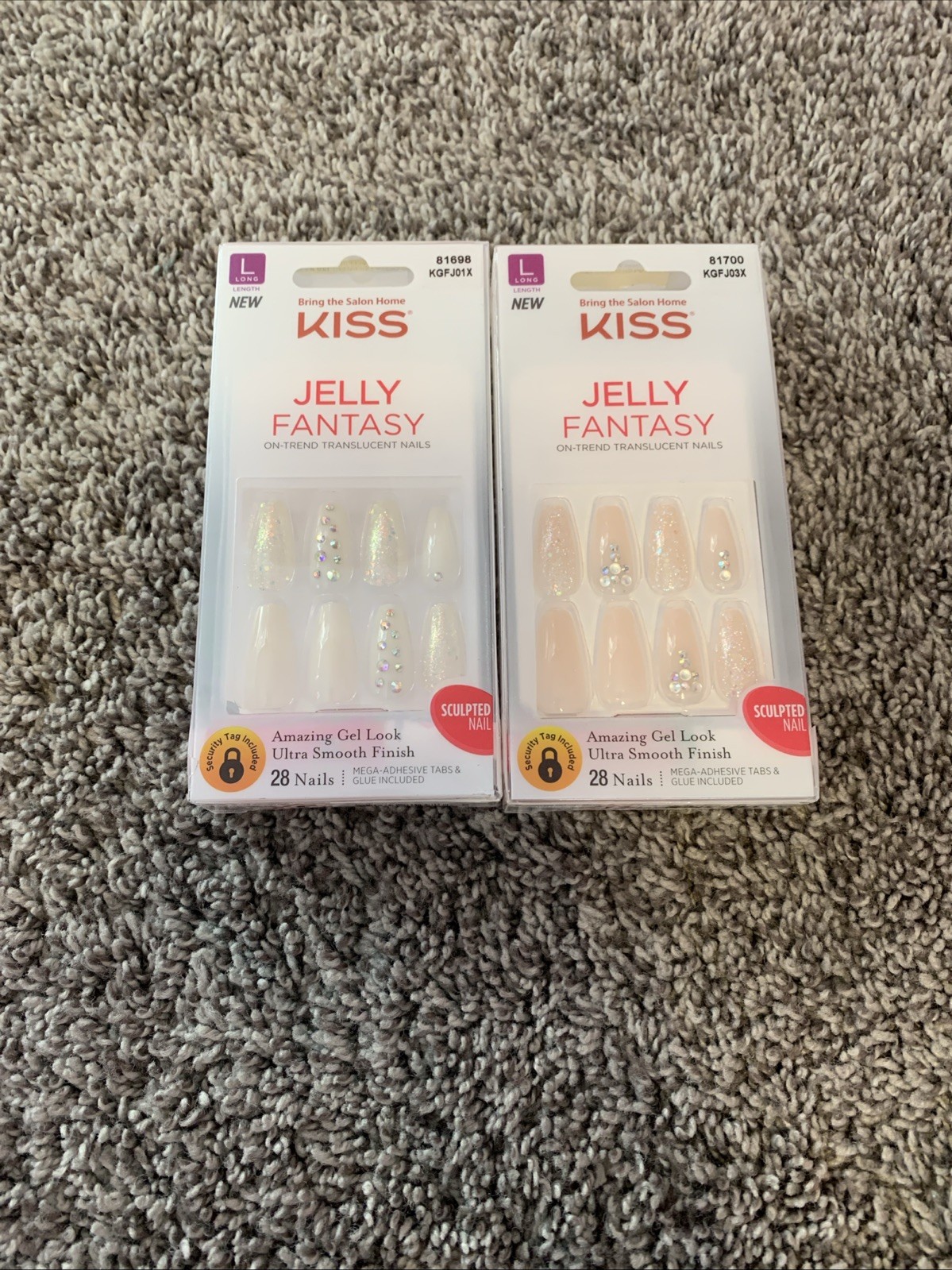 Kiss, Set Gems, Glitter, Pink, And White Lawn Length! Super Pretty!