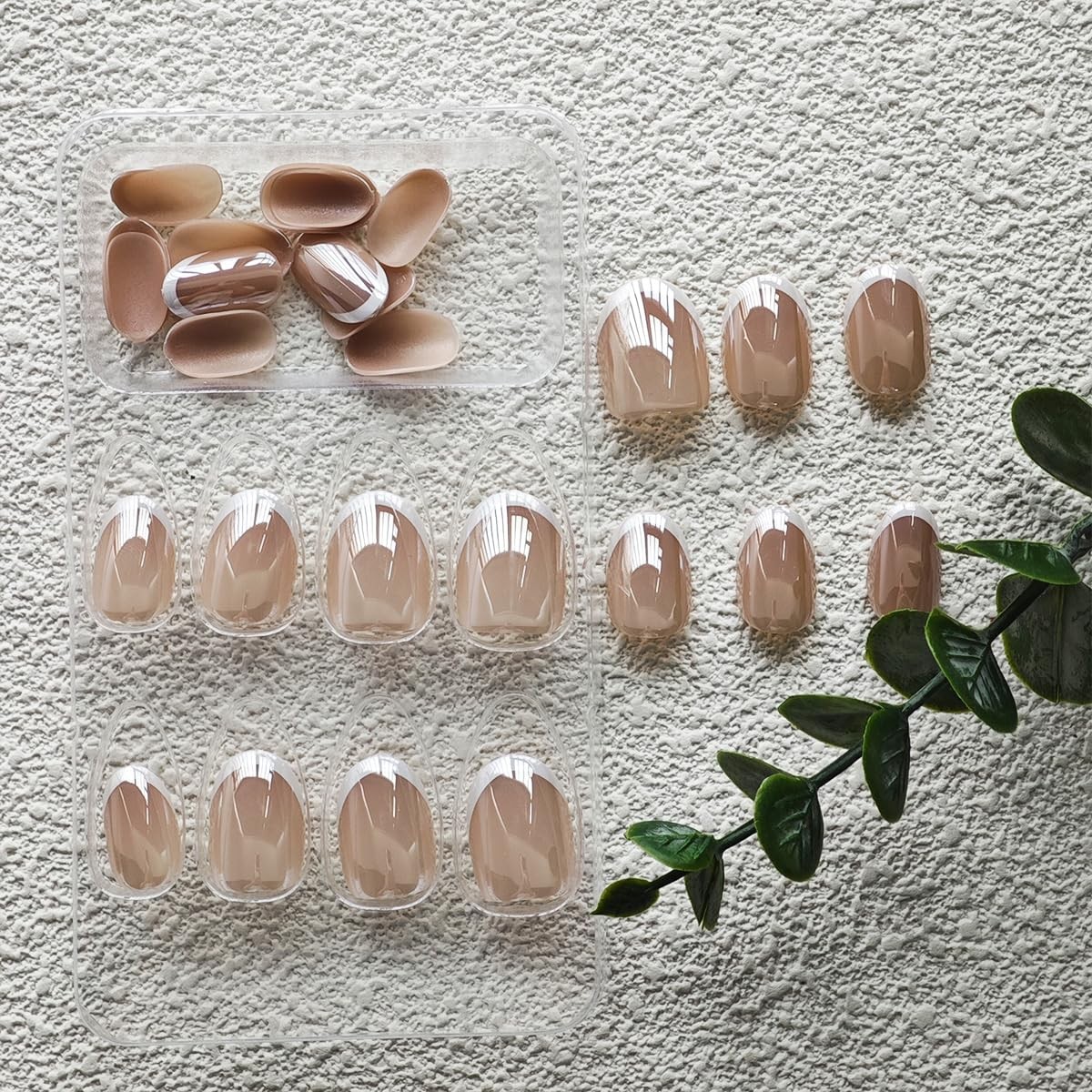 30Pcs Chrome Press on Nails Short Almond Fake 24 Fl Oz (Pack of 1) Style04