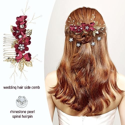 Cinaci 18 Pieces Bridal Wedding Party Prom 1 Count (Pack of 18), Burgundy