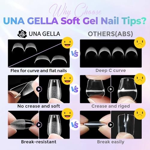 Nail Tips: 450PCS Fake Acrylic Gel Nail Tips 15 Sizes Soft Clear Short Coffin