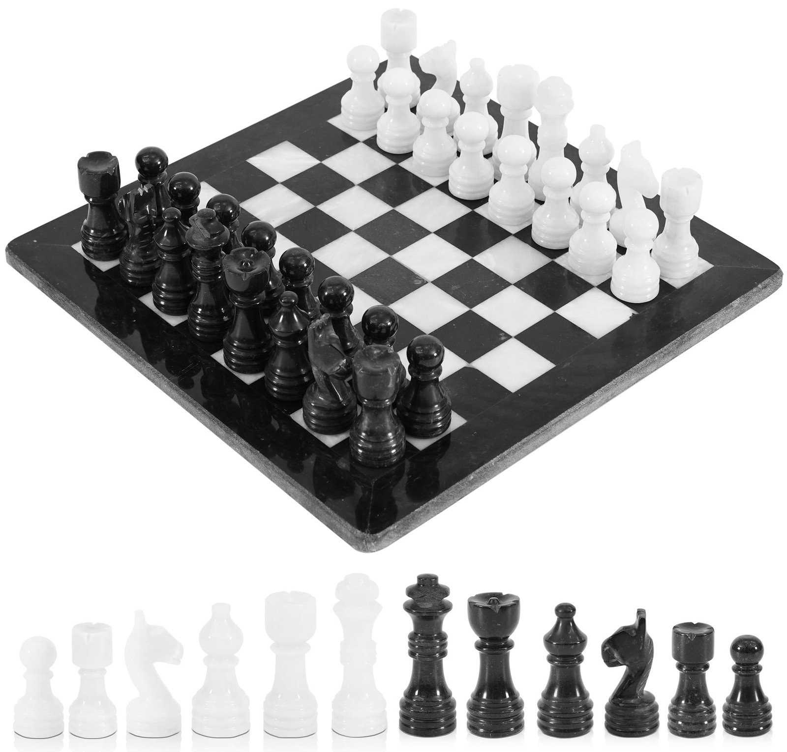 Radicaln Marble Chess Set 12 Inches Black and 12 inches, White
