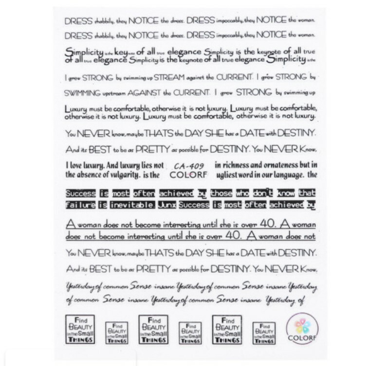 Letter Words nail decals Manicure and pedicure sliders CA409 NS5