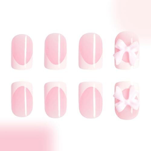 ROFIBUT French Tip Press on Nails Short Square Fake Nails White French Tip