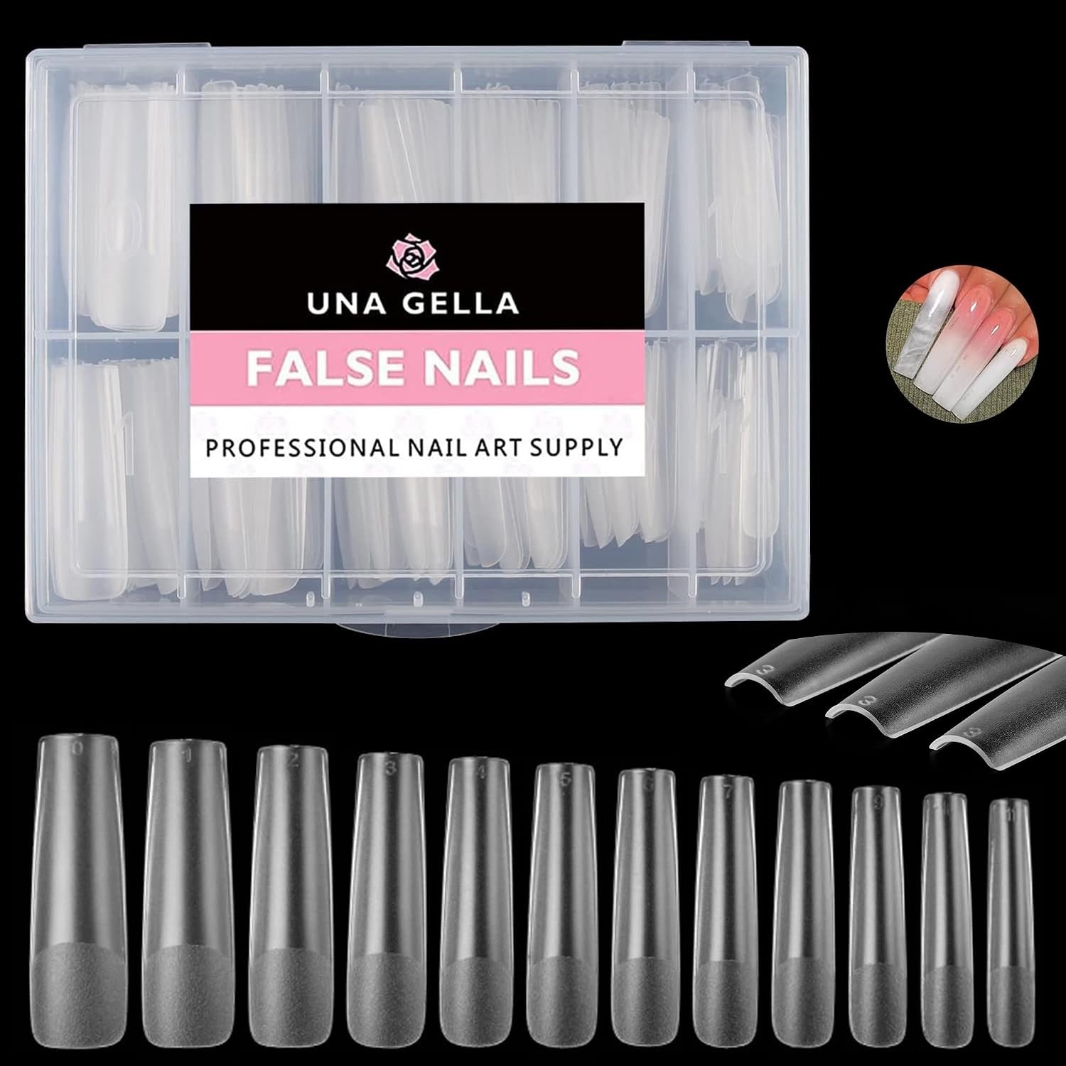 216pcs XXL Extra Long Square Nail Tips – No File, Full Cover Matte Gel