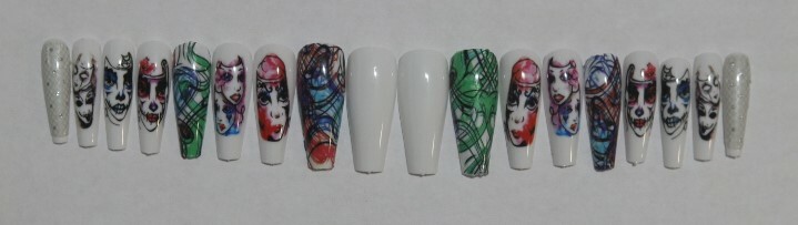 Costume masks- press on nail set- Set of 18