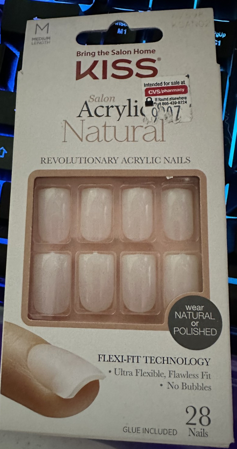 Kiss Nails Glue Medium Acrylic Natural Manicure Square