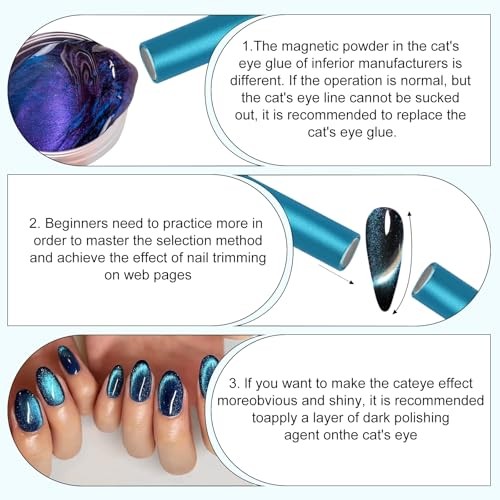 Professional Double-head Magnet Stick Wand, Upgrade Strong Nail Blue- 4.72 inch