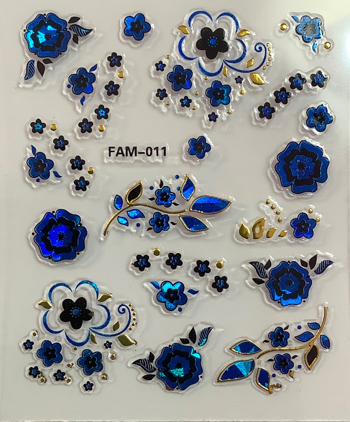 NAIL art 5 SHEETS Blue Mix FREE Shipping  +Free Extra Stickers Random Design