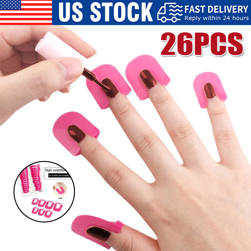 26pcs U-Shape Nail Polish Protectors Reusable Finger Cover Stencils for DIY LOT