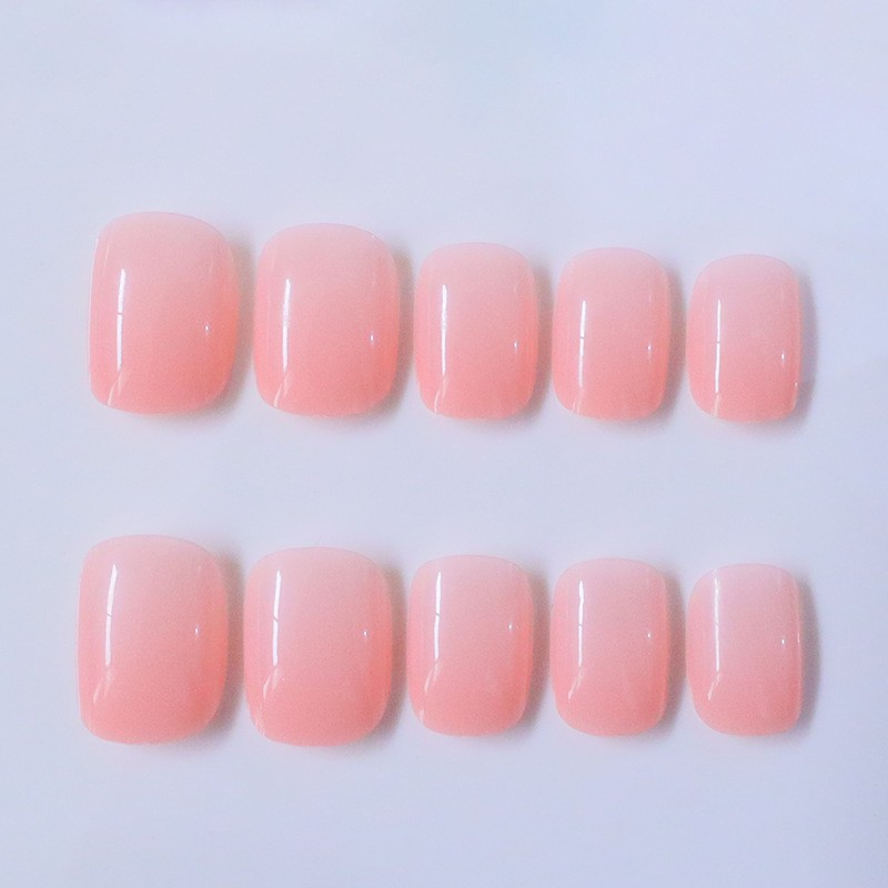 48pcs Short Almond Press on Nails, Nude Pink Solid Gloss Natural Daily Nail Art