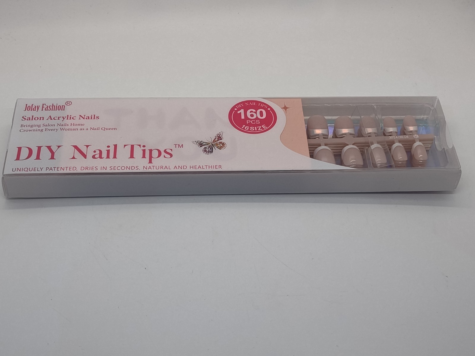 Jofay Fashion DIY Nail Tips Rounded Acrylic Nails 160Pcs Soft Gel Press-On Tips
