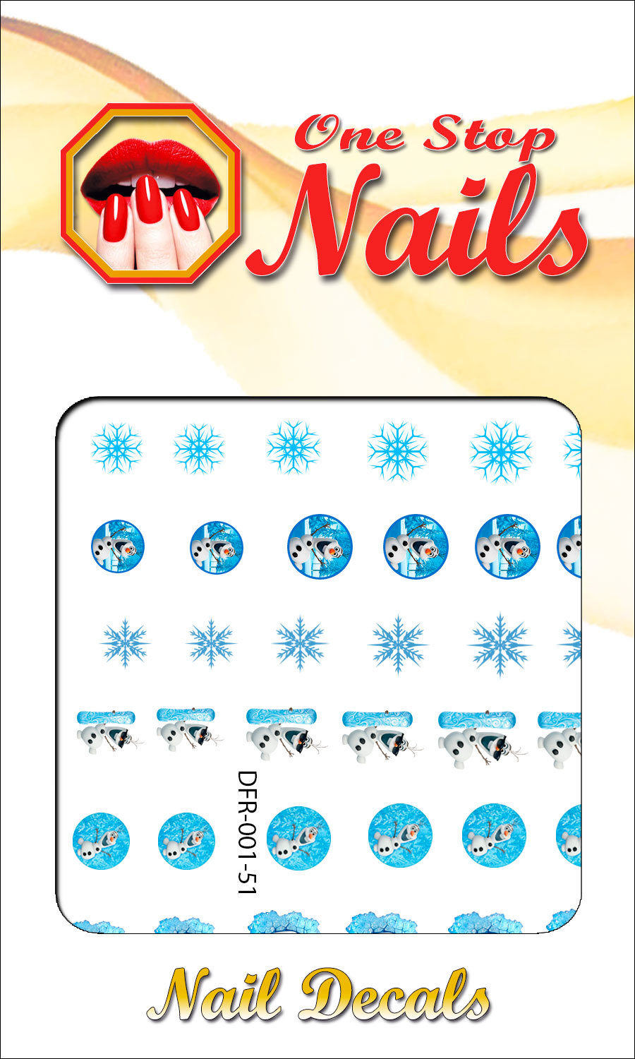 51pcs/Set Christmas Disney Frozen Waterslide Nails Decals (Tattoo) DFR-001-51
