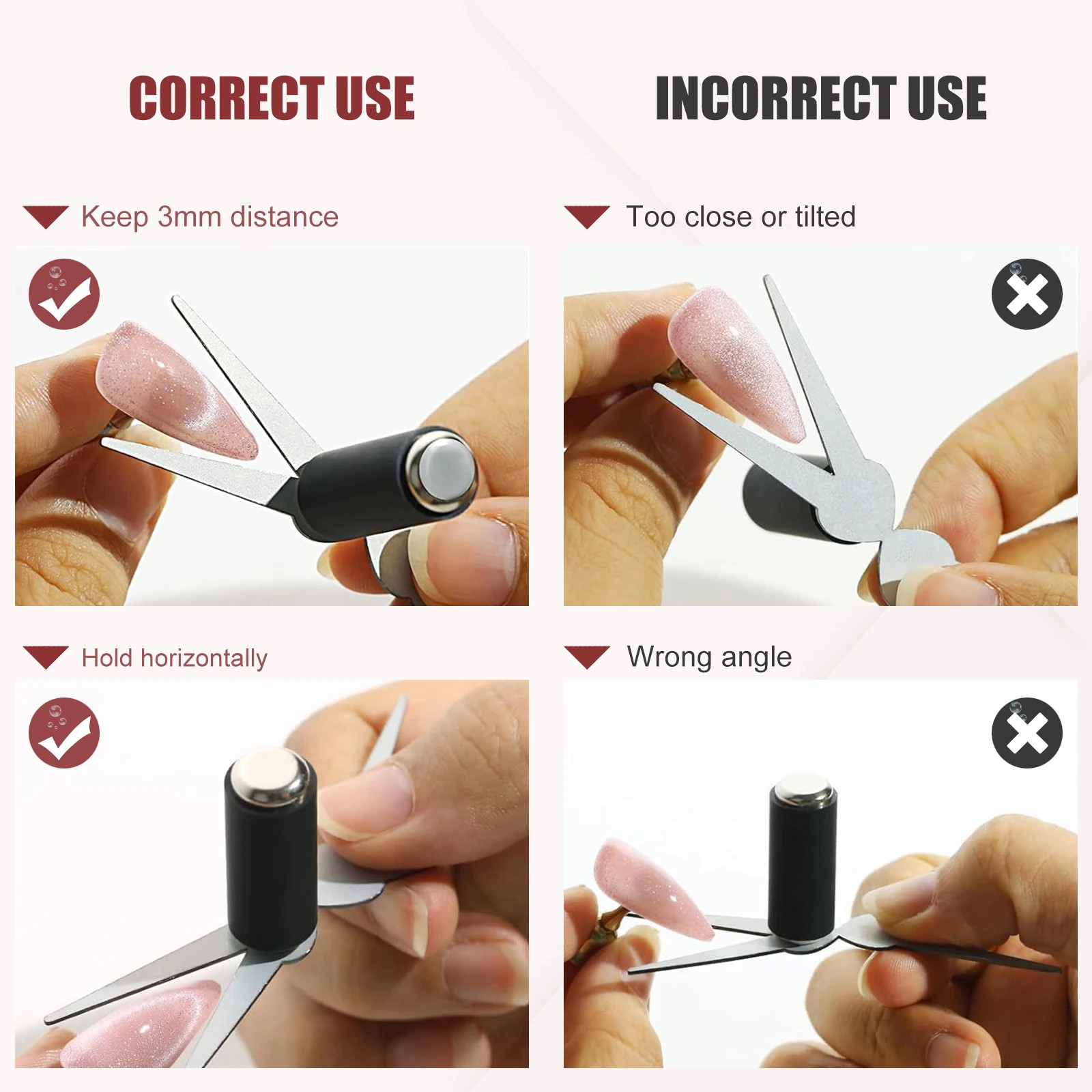 Double-head French Nail Art Magnet Set 3D Strong Cat Eye Magnet Nail Art Gel Pol