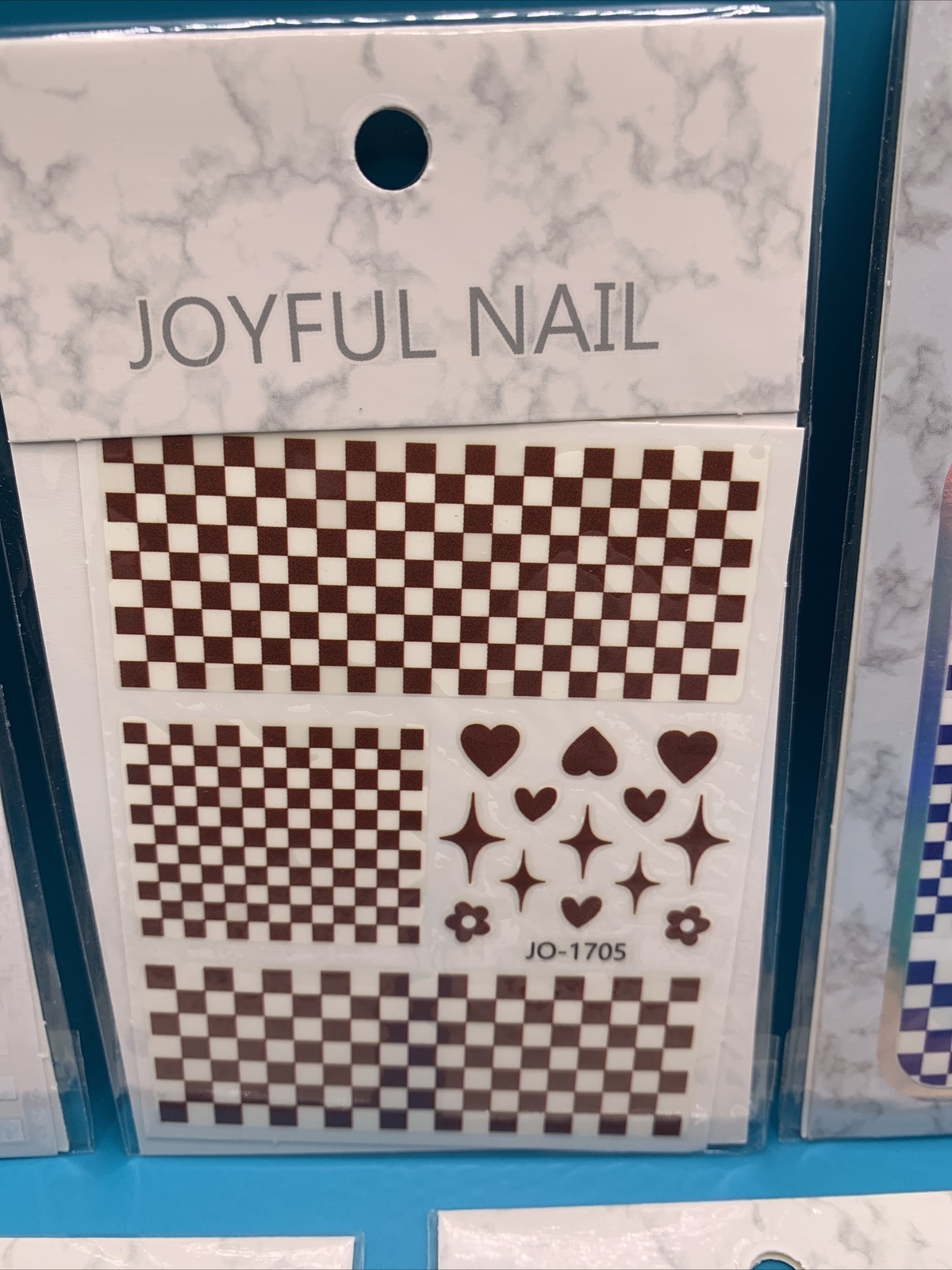 Joyful Nail 5 Sets of Nail Stickers Decals Black White Brown Blue Square Heart!!